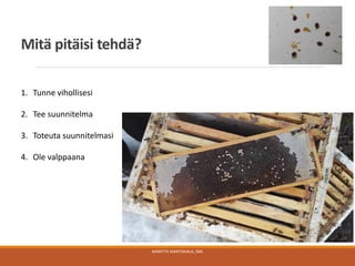 Mitä pitäisi tehdä?
MARITTA MARTIKKALA, SML
1. Tunne vihollisesi
2. Tee suunnitelma
3. Toteuta suunnitelmasi
4. Ole valppaana
 