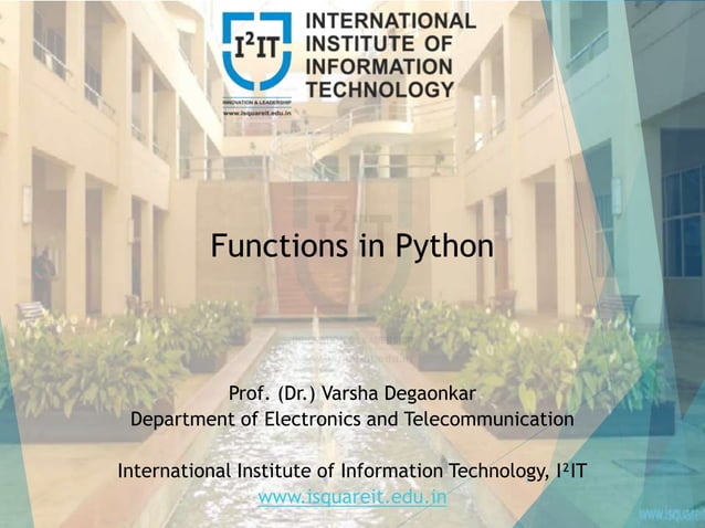 Functions in Python | PPTX | Programming Languages | Computing