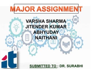 VARSHA SHARMA
JITENDER KUMAR
ABHYUDAY
NAITHANI
SUBMITTED TO : DR. SURABHI
 