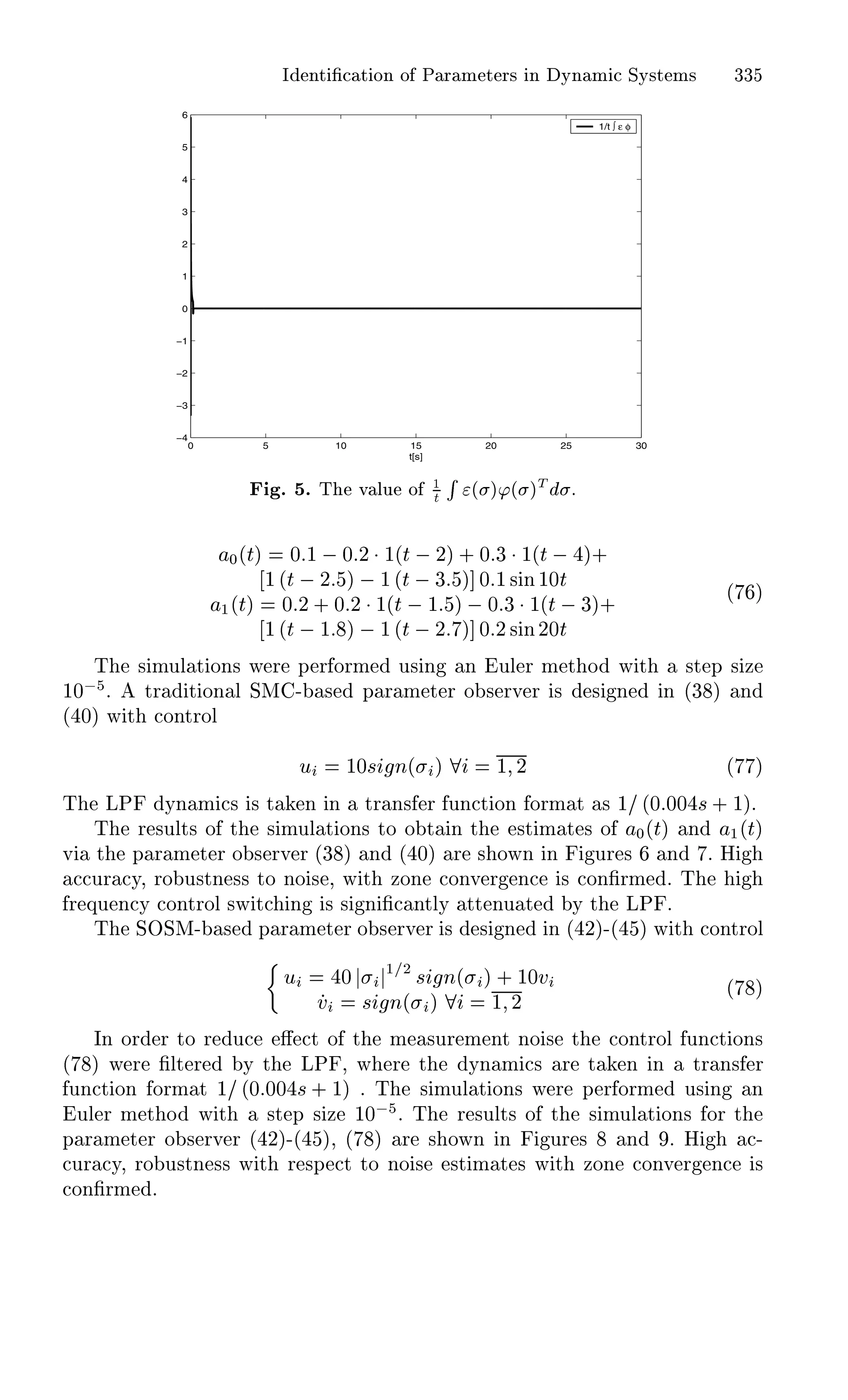 Á ÒØ ¬ Ø ÓÒ Ó È Ö Ñ Ø Ö× Ò ÝÒ Ñ ËÝ×Ø Ñ× ¿¿
0 5 10 15 20 25 30
−4
−3
−2
−1
0
1
2
3
4
5
6
t[s]
1/t ∫ ε φ
º º Ì Ú ÐÙ Ó ½
Ø
Ê
´ µ³´ µÌ º
¼´Øµ ¼ ½  ¼ ¾ ¡½´Ø  ¾µ · ¼ ¿ ¡½´Ø   µ·
½´Ø  ¾ µ  ½´Ø  ¿ µ ¼ ½× Ò½¼Ø
½´Øµ ¼ ¾ · ¼ ¾ ¡½´Ø  ½ µ  ¼ ¿ ¡½´Ø  ¿µ·
½´Ø  ½ µ  ½´Ø  ¾ µ ¼ ¾× Ò¾¼Ø
´ µ
Ì × ÑÙÐ Ø ÓÒ× Û Ö Ô Ö ÓÖÑ Ù× Ò Ò ÙÐ Ö Ñ Ø Ó Û Ø ×Ø Ô × Þ
½¼  º ØÖ Ø ÓÒ Ð ËÅ ¹ × Ô Ö Ñ Ø Ö Ó × ÖÚ Ö × × Ò Ò ´¿ µ Ò
´ ¼µ Û Ø ÓÒØÖÓÐ
Ù ½¼× Ò´ µ ½ ¾ ´ µ
Ì ÄÈ ÝÒ Ñ × × Ø Ò Ò ØÖ Ò× Ö ÙÒ Ø ÓÒ ÓÖÑ Ø × ½ ´¼ ¼¼ × · ½µº
Ì Ö ×ÙÐØ× Ó Ø × ÑÙÐ Ø ÓÒ× ØÓ Ó Ø Ò Ø ×Ø Ñ Ø × Ó ¼´Øµ Ò ½´Øµ
Ú Ø Ô Ö Ñ Ø Ö Ó × ÖÚ Ö ´¿ µ Ò ´ ¼µ Ö × ÓÛÒ Ò ÙÖ × Ò º À
ÙÖ Ý¸ ÖÓ Ù×ØÒ ×× ØÓ ÒÓ × ¸ Û Ø ÞÓÒ ÓÒÚ Ö Ò × ÓÒ¬ÖÑ º Ì
Ö ÕÙ Ò Ý ÓÒØÖÓÐ ×Û Ø Ò × × Ò ¬ ÒØÐÝ ØØ ÒÙ Ø Ý Ø ÄÈ º
Ì ËÇËÅ¹ × Ô Ö Ñ Ø Ö Ó × ÖÚ Ö × × Ò Ò ´ ¾µ¹´ µ Û Ø ÓÒØÖÓÐ
Ù ¼ ½ ¾
× Ò´ µ · ½¼Ú
Ú × Ò´ µ ½ ¾
´ µ
ÁÒ ÓÖ Ö ØÓ Ö Ù « Ø Ó Ø Ñ ×ÙÖ Ñ ÒØ ÒÓ × Ø ÓÒØÖÓÐ ÙÒ Ø ÓÒ×
´ µ Û Ö ¬ÐØ Ö Ý Ø ÄÈ ¸ Û Ö Ø ÝÒ Ñ × Ö Ø Ò Ò ØÖ Ò× Ö
ÙÒ Ø ÓÒ ÓÖÑ Ø ½ ´¼ ¼¼ × · ½µ º Ì × ÑÙÐ Ø ÓÒ× Û Ö Ô Ö ÓÖÑ Ù× Ò Ò
ÙÐ Ö Ñ Ø Ó Û Ø ×Ø Ô × Þ ½¼  º Ì Ö ×ÙÐØ× Ó Ø × ÑÙÐ Ø ÓÒ× ÓÖ Ø
Ô Ö Ñ Ø Ö Ó × ÖÚ Ö ´ ¾µ¹´ µ¸ ´ µ Ö × ÓÛÒ Ò ÙÖ × Ò º À ¹
ÙÖ Ý¸ ÖÓ Ù×ØÒ ×× Û Ø Ö ×Ô Ø ØÓ ÒÓ × ×Ø Ñ Ø × Û Ø ÞÓÒ ÓÒÚ Ö Ò ×
ÓÒ¬ÖÑ º
 