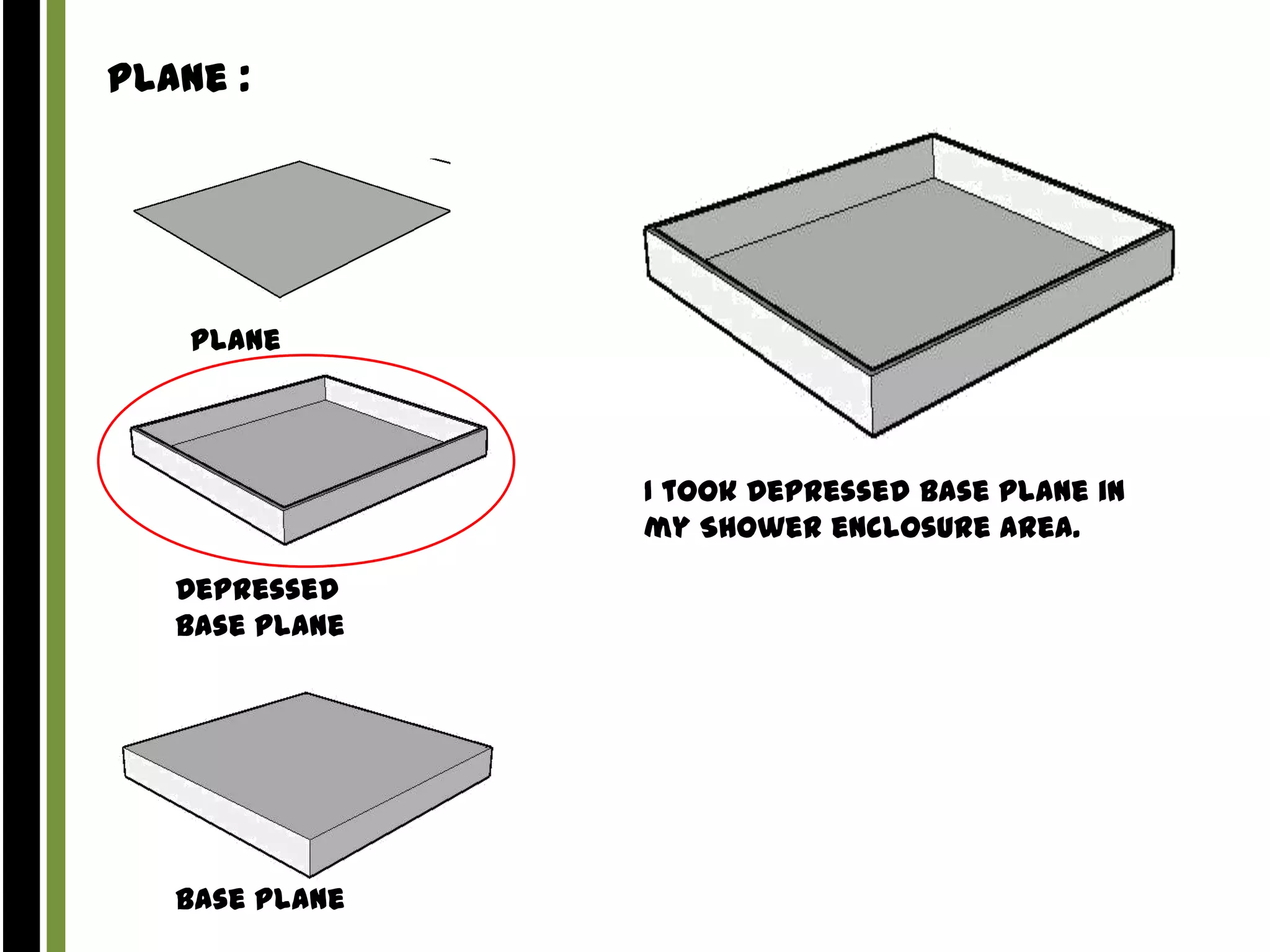 Plane :

Plane

I took Depressed Base plane in
my Shower enclosure area.
Depressed
Base plane

Base Plane

 