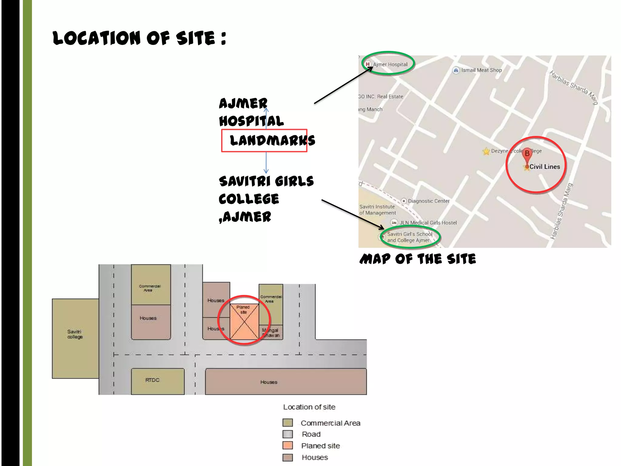 Location Of Site :
Ajmer
Hospital
Landmarks
Savitri Girls
College
,Ajmer

Map of the Site

 