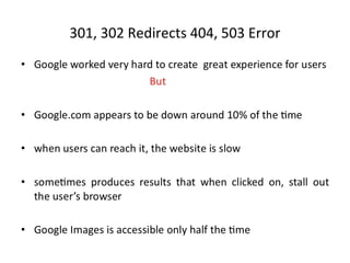 301, 302 Redirects 404, 503 Error 