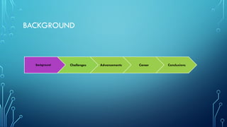BACKGROUND
Background Challenges Advancements Career Conclusions
 