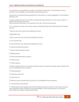 Vass Statement Example Vietnam Accounting Standards - VAS 21 Presentation of financial ...