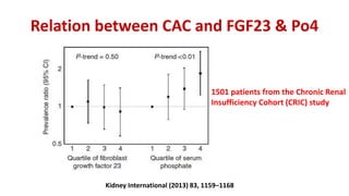 Relation between CAC and FGF23 & Po4
Kidney International (2013) 83, 1159–1168
1501 patients from the Chronic Renal
Insufficiency Cohort (CRIC) study
 