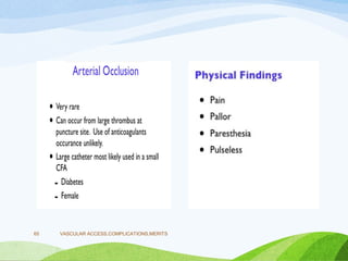 VASCULAR ACCESS,COMPLICATIONS,MERITS
65
 