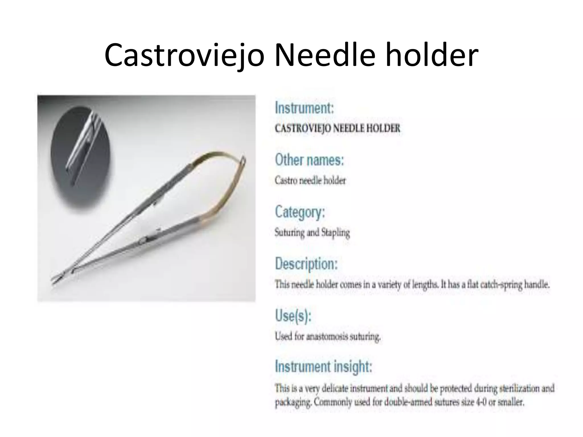 Castroviejo Needle holder
 