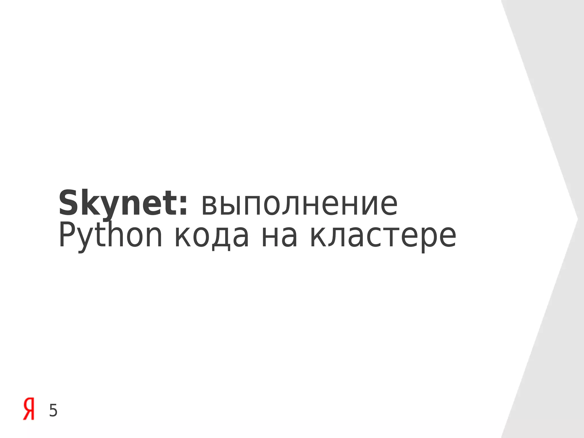 Skynet: выполнение
Python кода на кластере



5
 