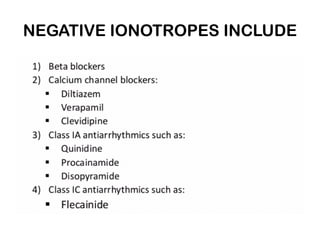 Negative Inotropes Examples VASODILATERS AND IONOTROPES.pptx cardiovascular | PPTX