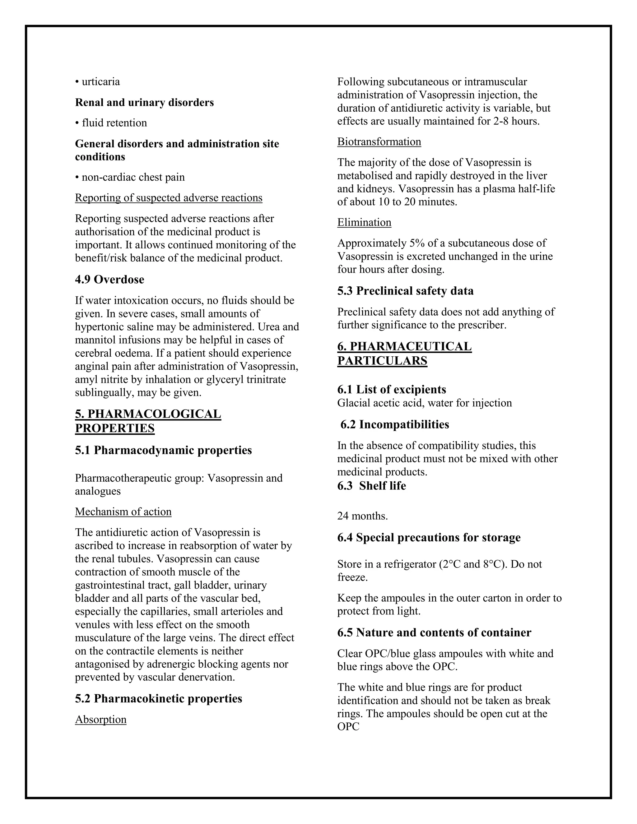 Image result for Vasopressin 20 international units ml solution for injection smpc taj ...