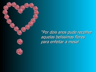 “ Por dois anos pude recolher aquelas belíssimas flores para enfeitar a mesa! 