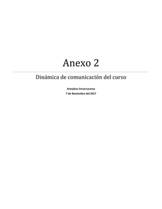 Anexo 2
Dinámica de comunicación del curso
Antojitos Veracruzanos
7 de Noviembre del 2017
 