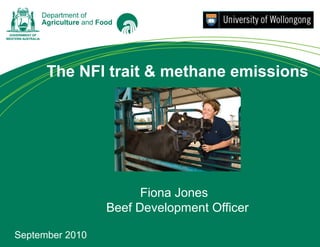The NFI trait & methane emissions
Fiona Jones
Beef Development Officer
September 2010
 