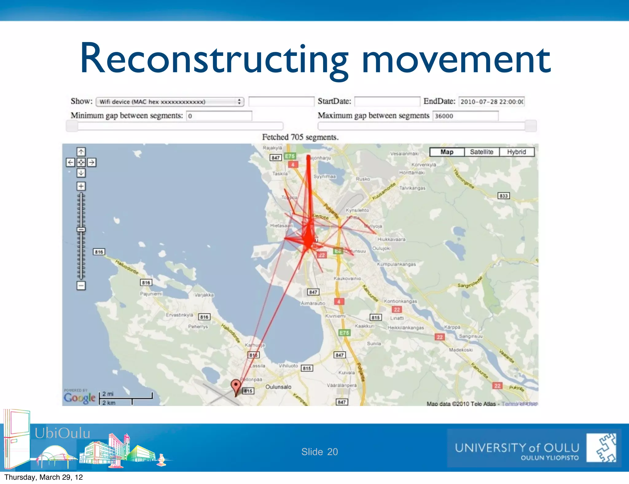 Reconstructing movement




        UbiOulu
                              Slide 20

Thursday, March 29, 12
 