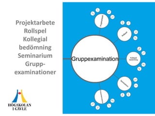 Projektarbete
Rollspel
Kollegial
bedömning
Seminarium
Grupp-
examinationer
 