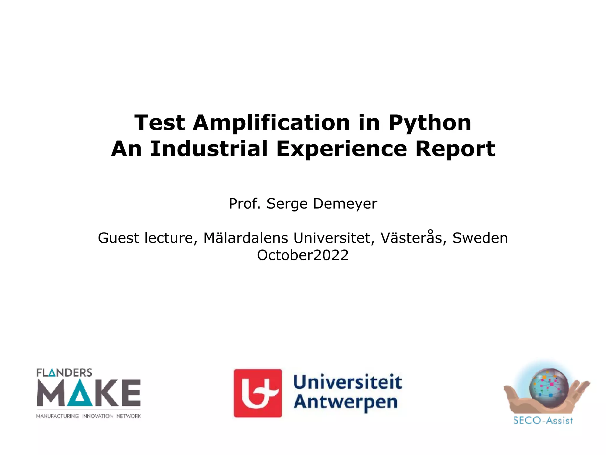 Test Amplification in Python — An Industrial Experience Report | PPT ...