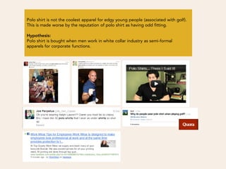 Polo shirt is not the coolest apparel for edgy young people (associated with golf).
This is made worse by the reputation of polo shirt as having odd fitting.

Hypothesis:
Polo shirt is bought when men work in white collar industry as semi-formal
apparels for corporate functions.
 