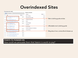 Men’s clothing guide articles




                                               Affordable men’s clothing guide


                                               Blog about how a James Bond dresses up




How could we persuade them that Vastrm is worth to pay?
 