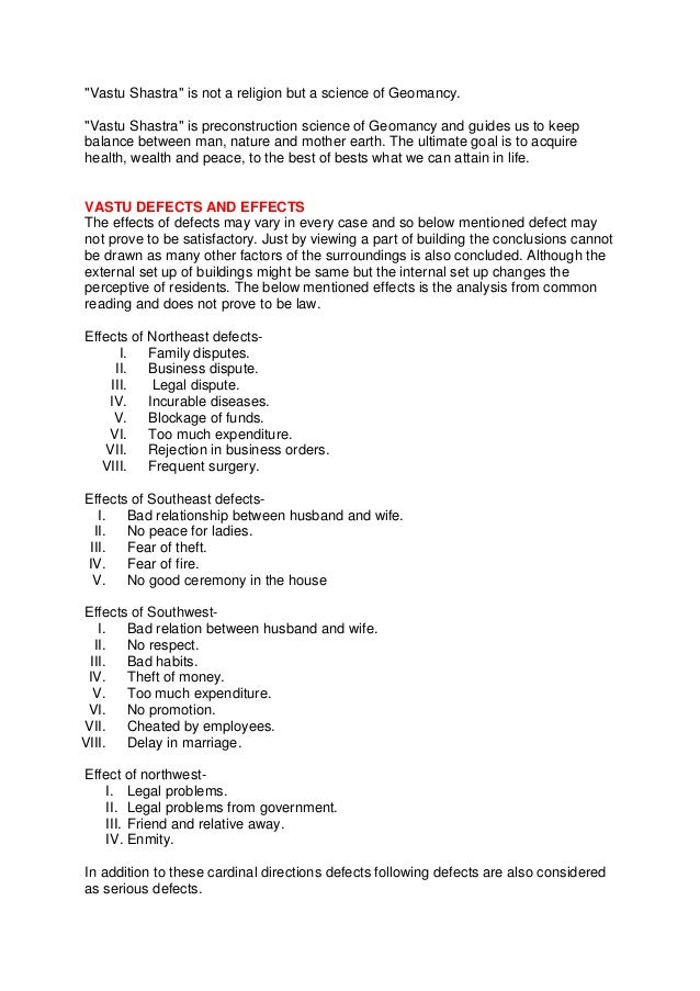 Vastu Defects And Remedies