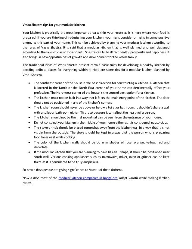 Vastu Shastra tips for your modular kitchen