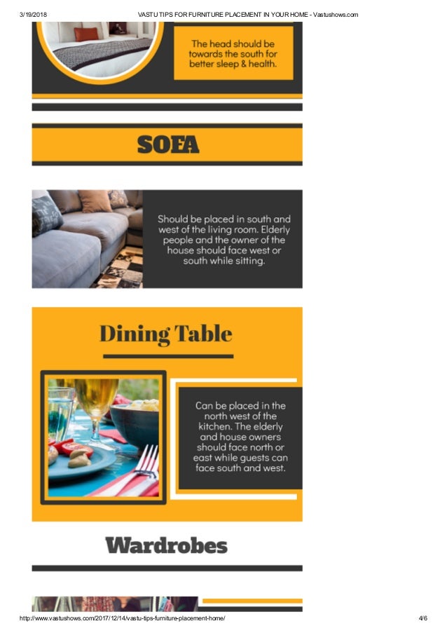 Vastu tips for furniture placement in your home