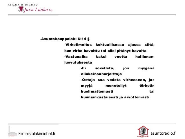 Asuntokauppalaki kaupan purku Asuntokauppalaki kaupan purku
