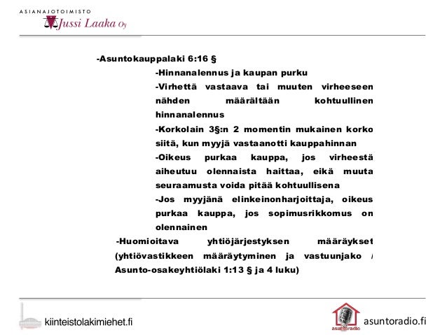 Asuntokauppalaki kaupan purku Asuntokauppalaki kaupan purku