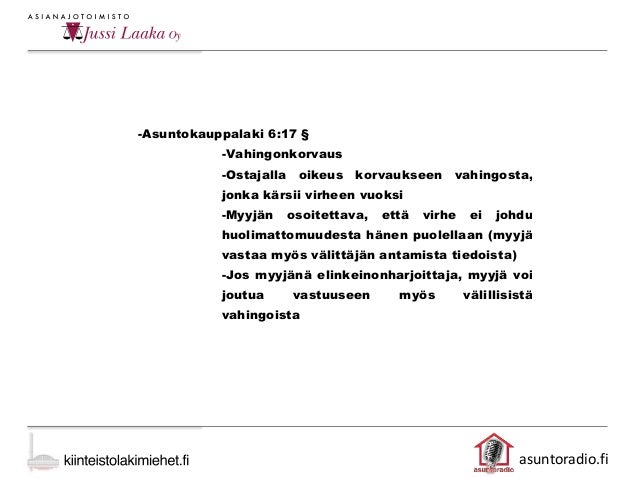 Asuntokauppalaki kaupan purku Asuntokauppalaki kaupan purku