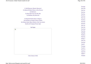 All, Everyone, United: Search results for surf                                 Page 28 of 36



                                                                                    Teenage
                                    C1 Sidi Mansour (Master Monsour)                The Audio
                                 C2 Raksat El Kheyl (Dance of the Horses)           The Curatorial Club
                                                 C3 Solenzara                       The Decibel
                                      C4 Enta Omri (You Are My Life)
                                                                                    The Ear-
                                        C5 Habibaty (My Beloved)
                                                                                    The Horrors Of Child
                                                                                    The Line Of Best Fit
                                    D1 Raqset El Fada (Dance of Space)
                                                                                    The Road Goes Ever
                                   D2 Warakat Ya Nassib (Lottery Ticket)
                             D3 Taksim Sanat Alfeyn (Music of the Year 2000)        The Static

                                     D4 Record Company Promo Spot                   The Styrofoam
                                                                                    The Underwater Peo
                                                  Rad Eggie                         The UNFOUND
                                                                                    The Walrus
                                                                                    The Wham
                                                                                    TheFMLY
                                                                                    TheKnockingShop
                                                                                    Thesixtyone
                                                                                    Things As They Are
                                                                                    Thizz Face Disco
                                                                                    Tim Koh
                                                                                    Todd P
                                                                                    Transparent
                                                                                    Trash Can Dance
                                                                                    Tween Tut
                                                                                    Upset the rythm
                                                                                    VERY TELLING
                                           Color Guitar al-Hob                      Visitation Rites




http://alleveryone.blogspot.com/search?q=surf                                     28/8/2010
 