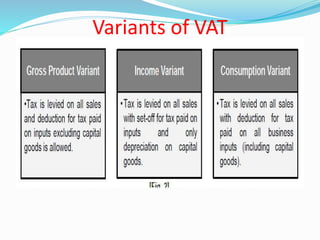 Variants of VAT
 