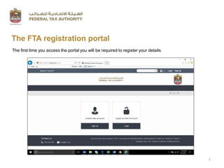 The FTA registration portal
The first time you access the portal you will be required to register your details
5
 