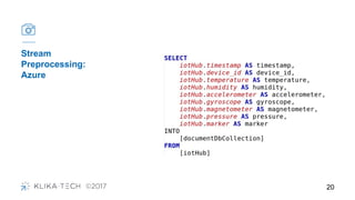Stream
Preprocessing:
Azure
20
 