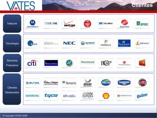 Clientes Copyright VATES 2009 Telecom Tecnología Servicios Finacieros Clientes Destacados 