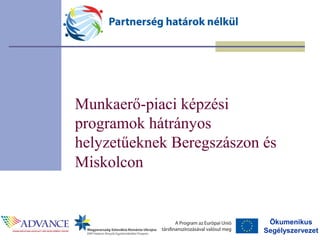 Munkaerő-piaci képzési
programok hátrányos
helyzetűeknek Beregszászon és
Miskolcon
Ökumenikus
Segélyszervezet
 