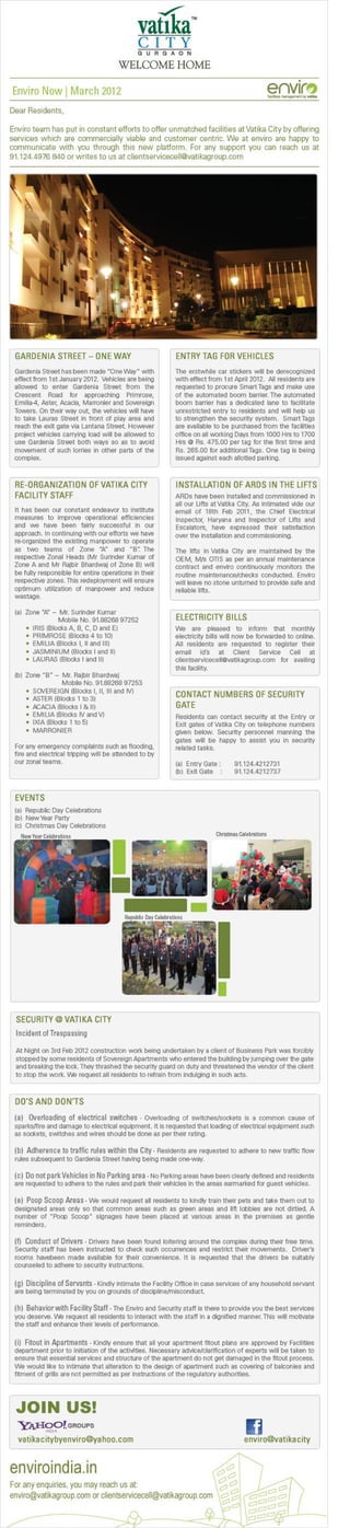 Vatika city newsletter march 2012