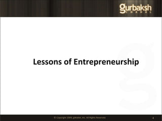 Lessons of Entrepreneurship 