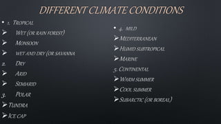 DIFFERENT CLIMATE CONDITIONS
•



2.


3.


•






 