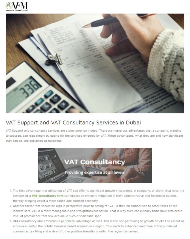 VAT Support and VAT Consultancy Services in Dubai