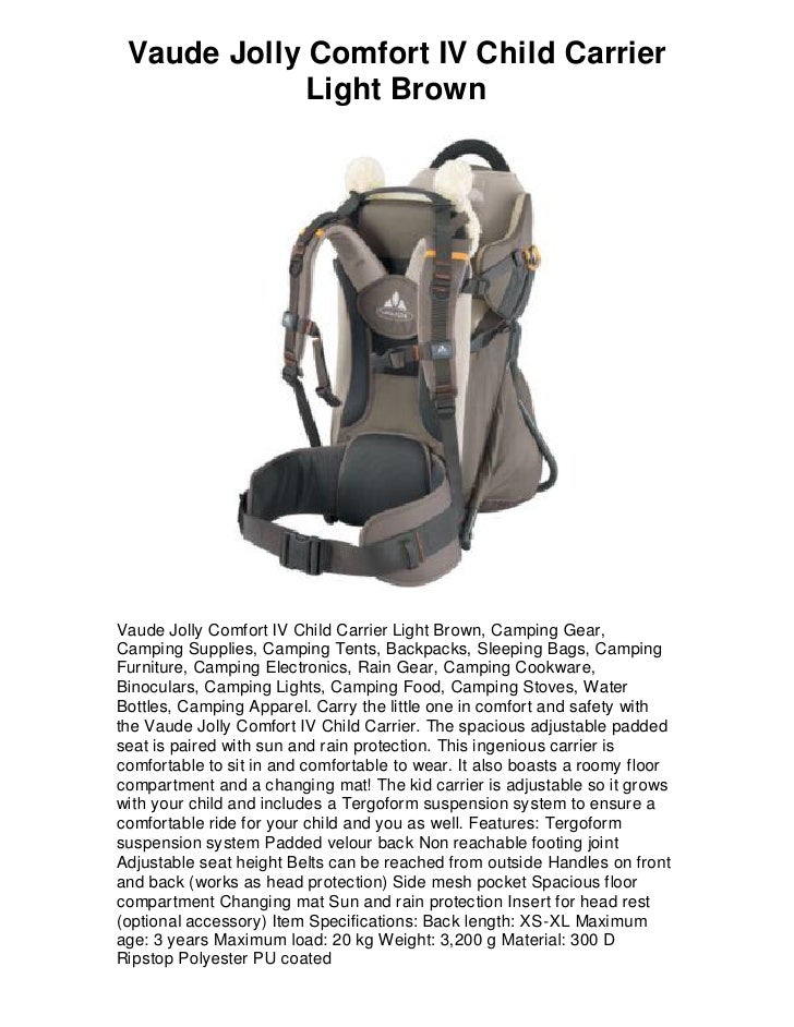 Vaude Jolly Comfort Iv Child Carrier Light Brown 5 Star Review Mus