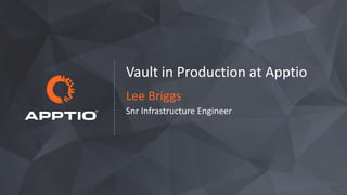 Vault in Production at Apptio
Lee Briggs
Snr Infrastructure Engineer
 