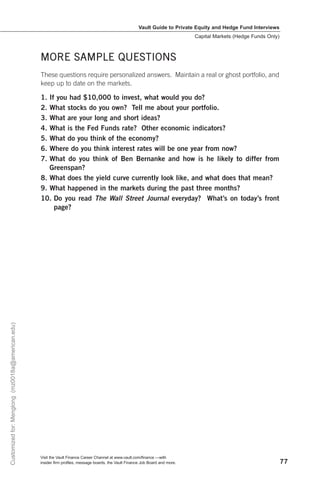 Career Guide Private Equity and Hedge Fund Interview | PDF