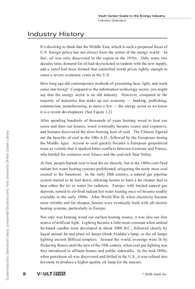 Vault Career Guide To The Energy Industry 2005