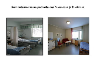 Kuntoutussairaalan potilashuone Suomessa ja Ruotsissa
 