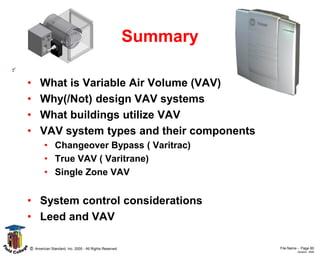 VAV Course for Heating, ventilation, and air conditioning | PDF