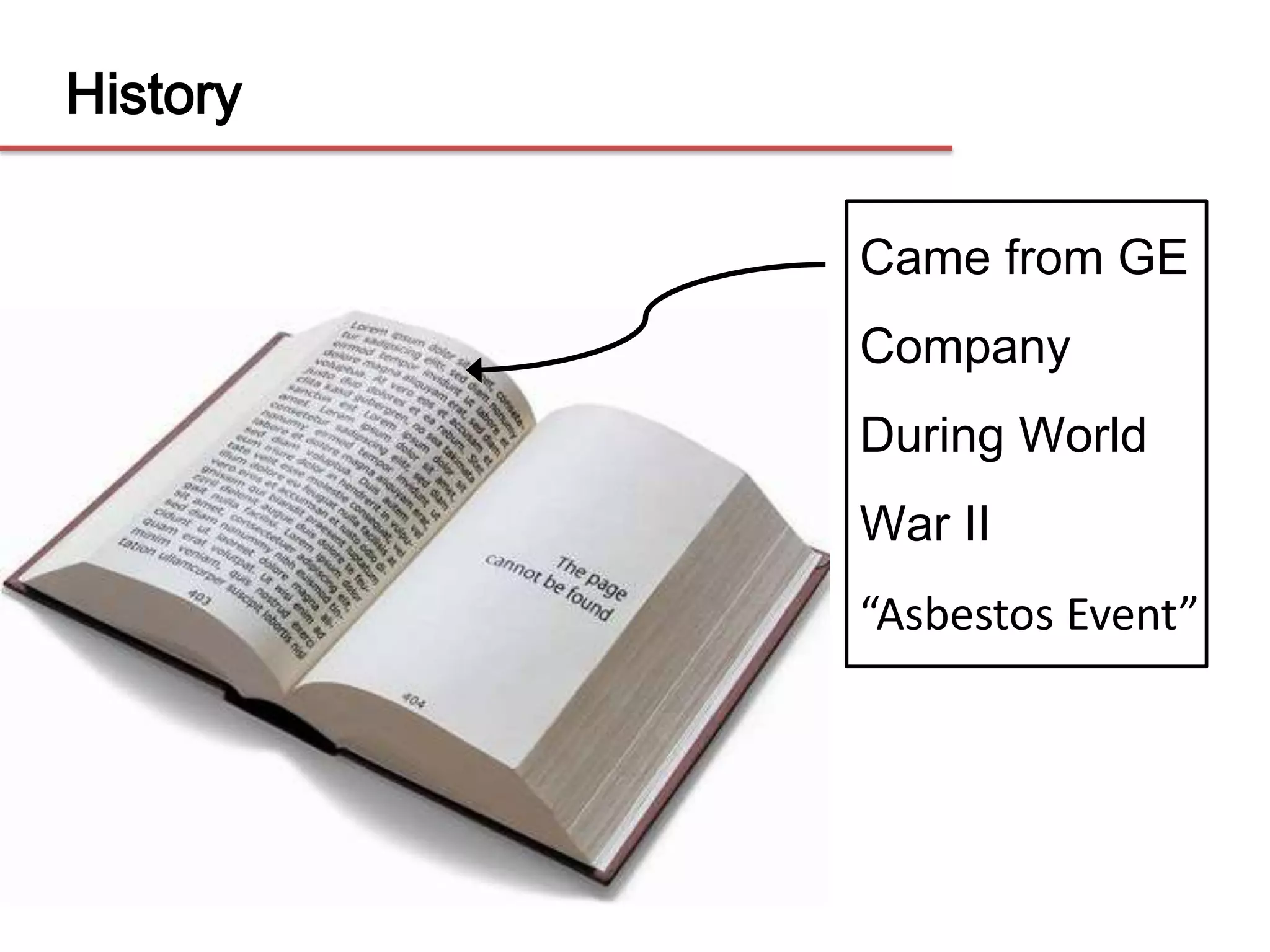 HistoryCame from GECompany During World War II“Asbestos Event”