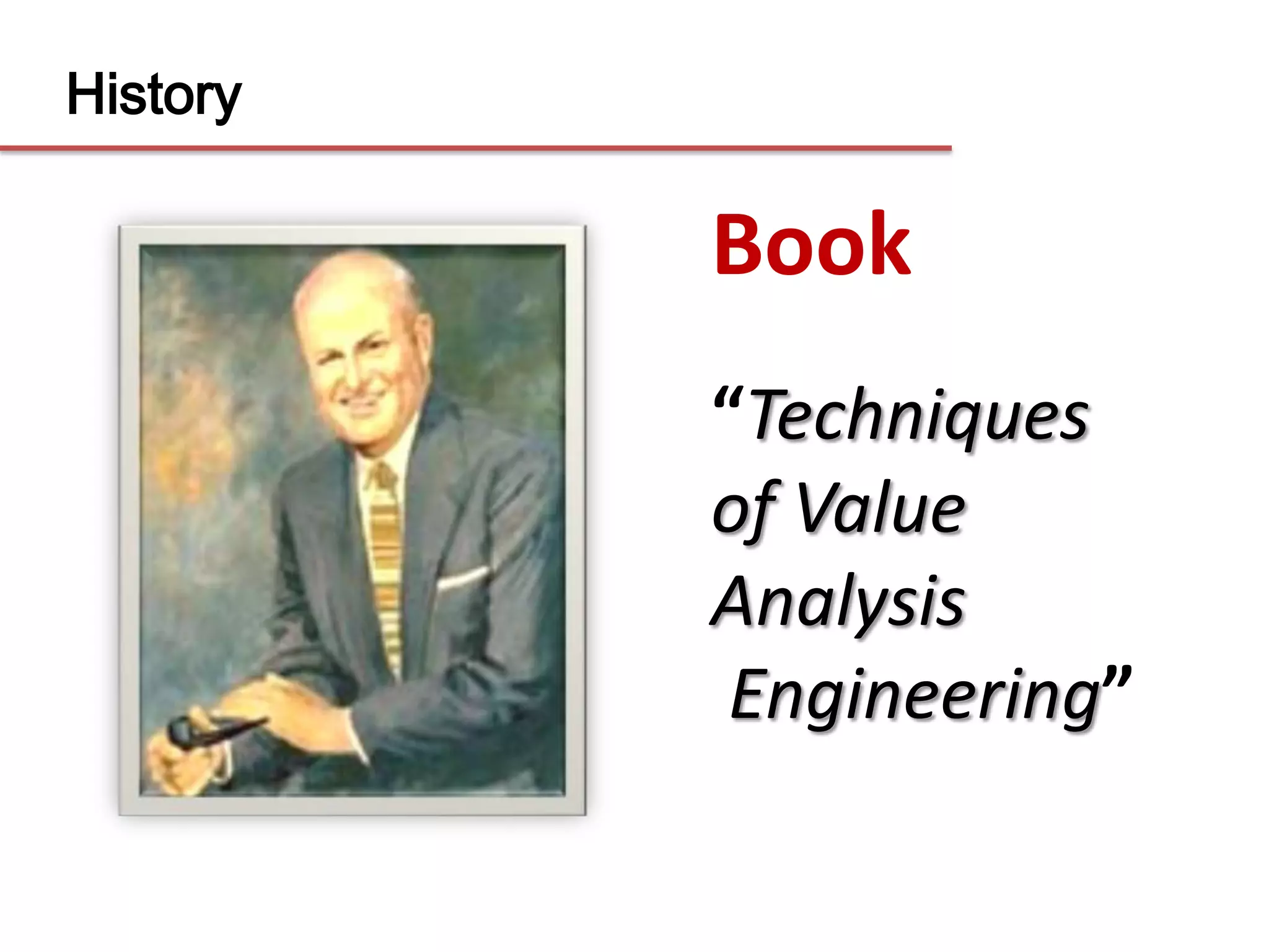 HistoryBook“Techniquesof Value Analysis Engineering”