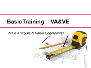 1 Basic VA&VE Value Analysis & Value Engineering 