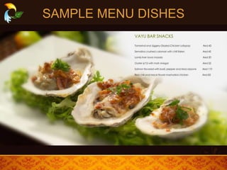 SAMPLE MENU DISHES
 