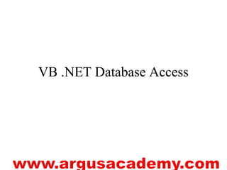 VISUAL BASIC .net data accesss vii | PPS | Databases | Computer ...